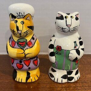 Catzilla Chef & Waiter Cats Salt & Pepper Shakers Candace Reiter Designs